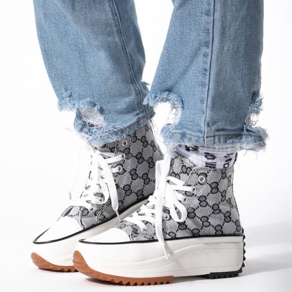 JAWBREAKER SHOES Shoes - Black / Gray Printed Converse like Platform Sneakers